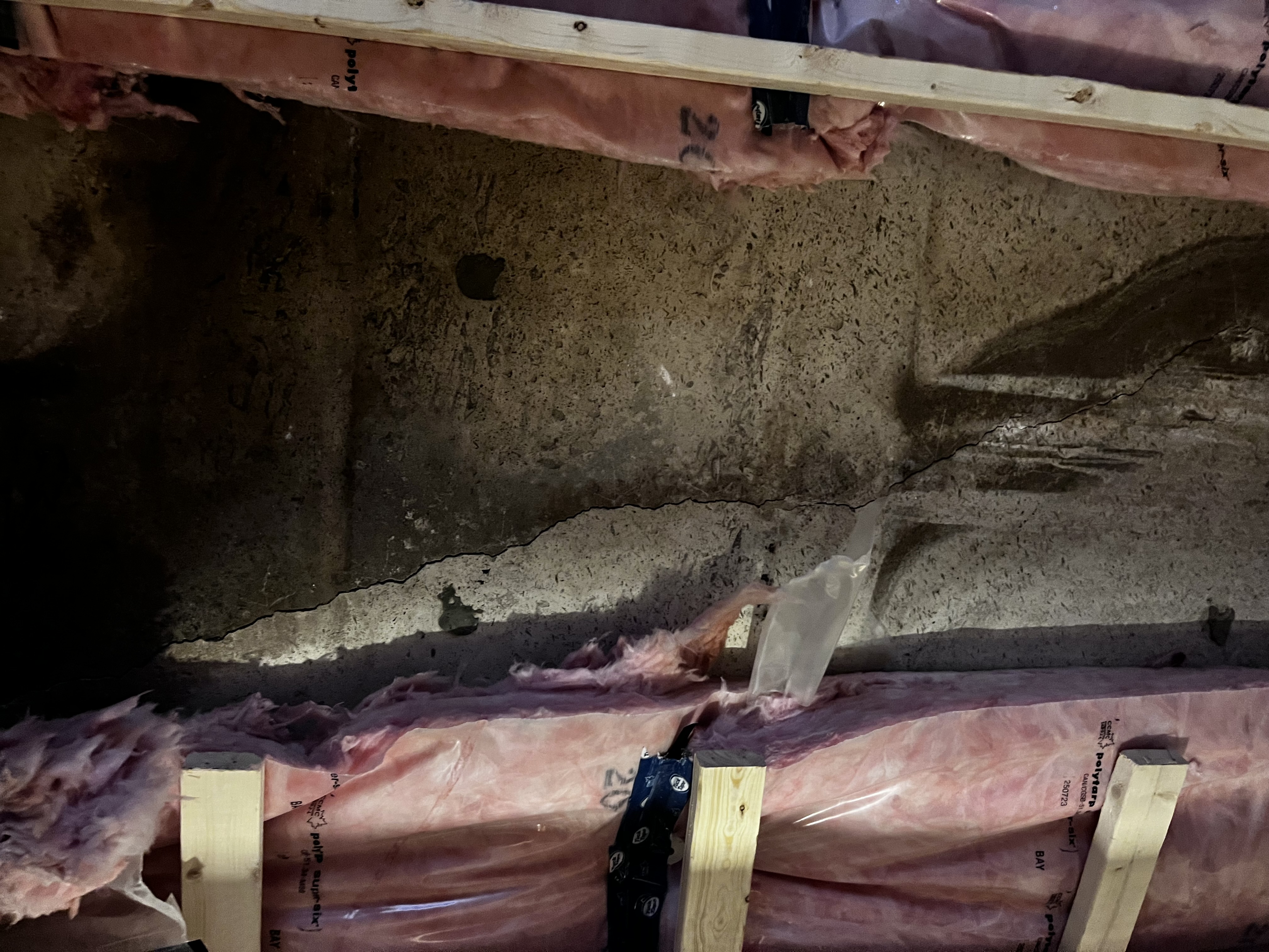 Before: Water leaking in cracked foundation